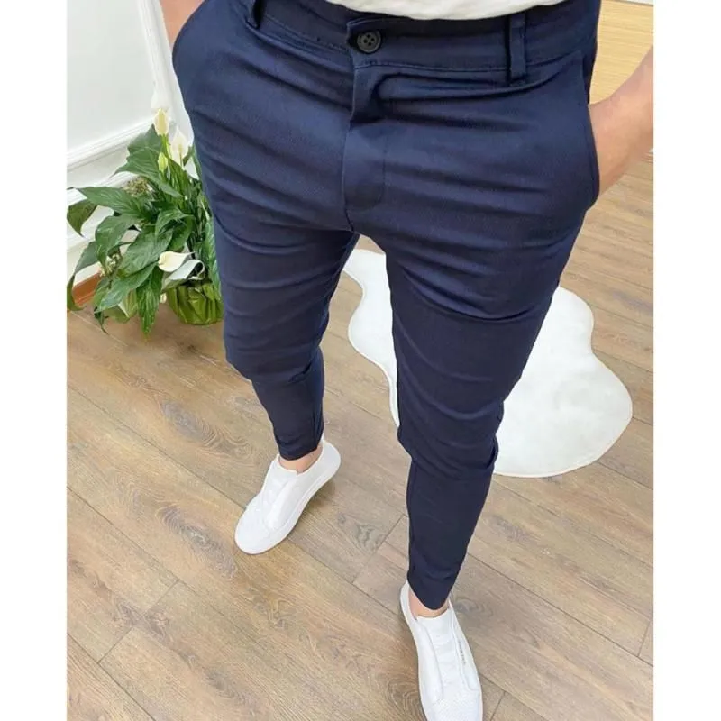 Casual Pants For Men Fashionable Slim-fit Zipper Trousers Plain Plus Size 3xl 4xl Daily Work Streetwear Slacks