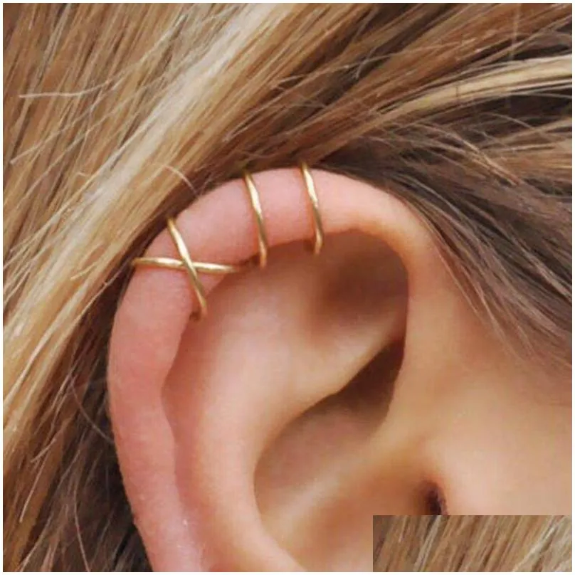 Ear Cuff American New Fashion Womens Simple Earrings Personality Mticolor Gold Sier Leaf Dangle Charm Jewelry For Drop Delivery Dhtzm