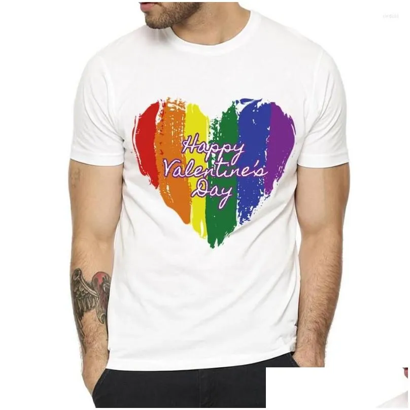 Men`S T-Shirts Mens T Shirts Pride Lgbt Gay Love Lesbian Rainbow Design Print For Man And Women Summer Casual Is Tee Shirt Uni Clothes Dhmtp