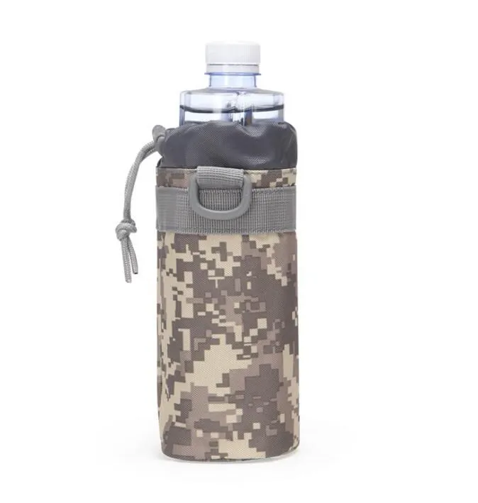 Outdoor sports water bottle cover sleeve portable camouflage tactical mount packs mountain bike cycling cup kettle holder bags