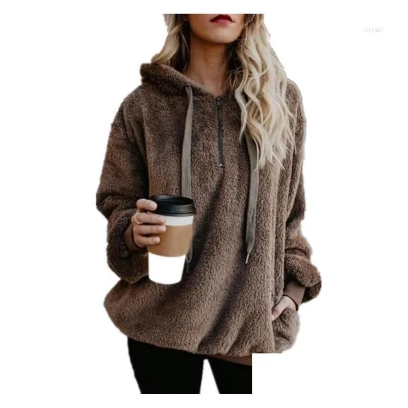 Women`S Hoodies & Sweatshirts Womens Winter Women Sherpa Oversized Fleece Hooded Plover Loose Fluffy Coat Warm Streetwear Drop Delive Dhj0U