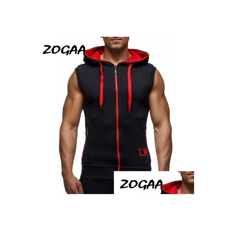 Men`S Hoodies & Sweatshirts Zogaa Fashion Gyms Fitness Bodybuilding Sleeveless Hoodie Men Cotton Spring Antumn Zipper Hooded Sports D Dhcvt