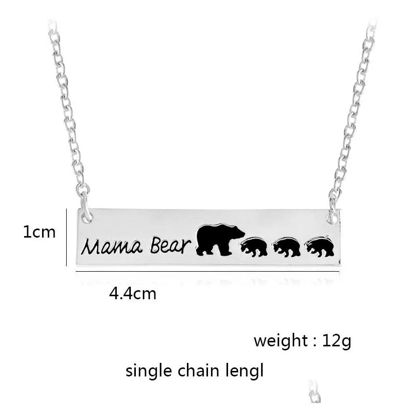 Pendant Necklaces Personality Mama Bear Bar Jewellry With One Two Three Little Bears Engraved Simple Chain For Drop Delivery Jewelry P Dhyew