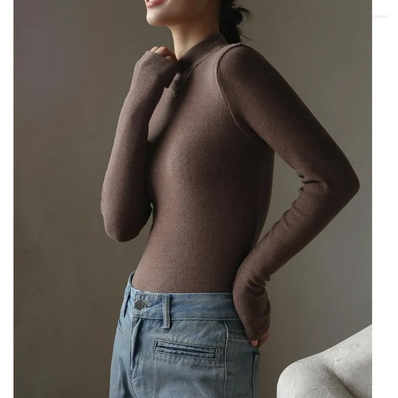 Women`s Sweaters Autumn Sweater Slim Casual Knitting Korea Stylish Faux Cashmere Thin Fleece Warm Winter Layering Pullover C5409