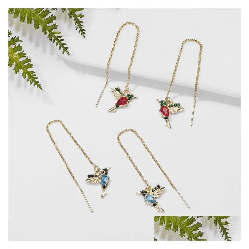 Dangle & Chandelier 2021 Fashion Little Bird Drop Long Hanging Earrings For Women Elegant Girl Animal Hoop Earring Necklace Jewelry P Dhwa1