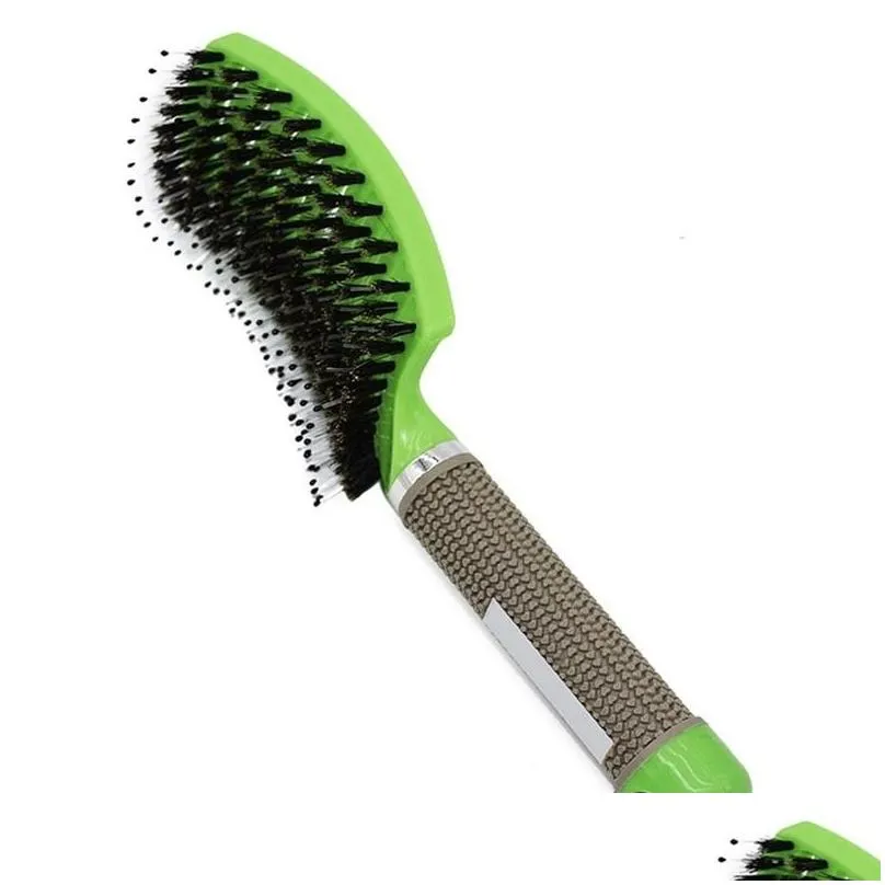 Women Hair Scalp Massage Comb Bristle Nylon Hairbrush Wet Curly Detangle Hair Brush For Salon Barber Hairdressing Styling Tools3726505