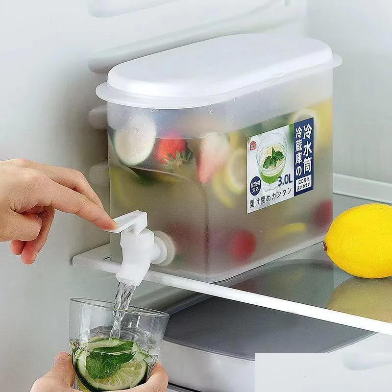 Organization 3.5L Ice Water Dispenser Cold Kettle with Faucet Refrigerator Fruit Teapot Lemon Bottle Kettle Summer Soak Fridge Storage