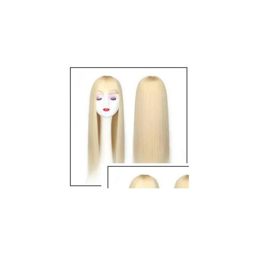 Gres Blonde Synthetic Hair Piece Women 3 Clips in Hair Extension with Bangs 22