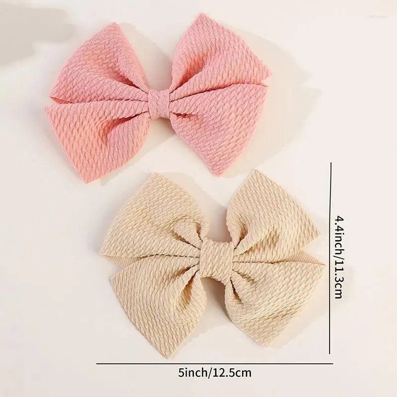 Hair Accessories 5pcs/set Solid Ribbon Bows With Clips For Girls Large Bow Hairpins Children Handmade Hairgrips Kids