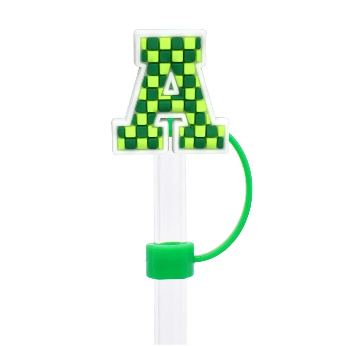 green number english letter soft rubber straw cap 10mm party decoration straw dust cap