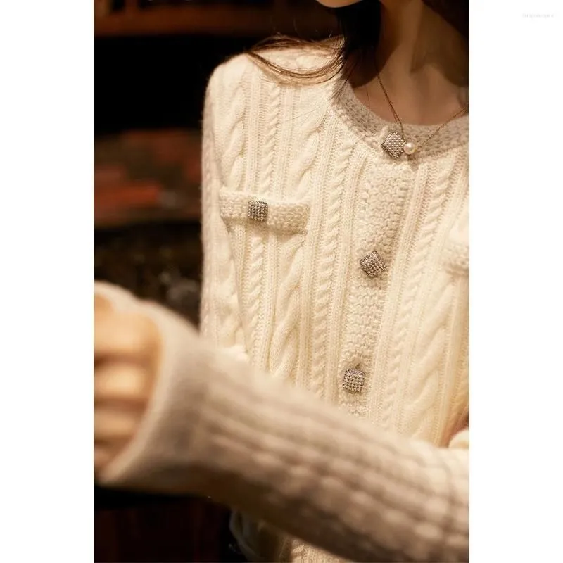 Women`s Blouses Twisted Soft Glutinous Cashmere With Diamond Button Knitted Cardigan Sweater For Autumn And Winter Women