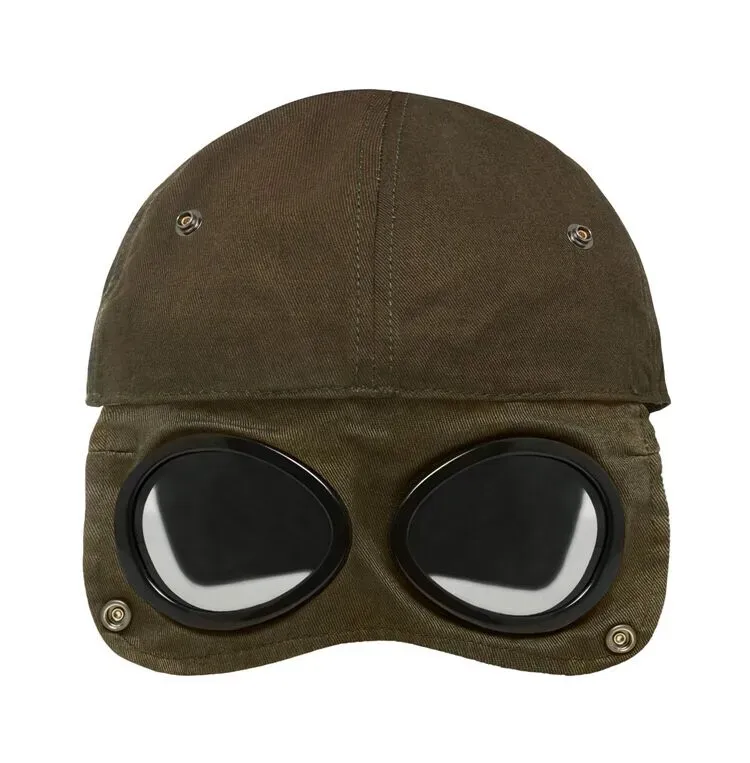 Two lens men hats outdoor cotton casual goggle caps black army green blue goggle removable Summer sun hat black
