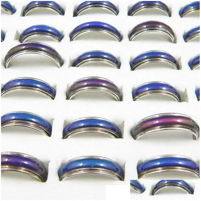 Band Rings Selling Mix Size Mood Ring Changes Color To Your Temperature Reveal Inner Emotion Fashion Jewelry Drop Delivery Dhiua