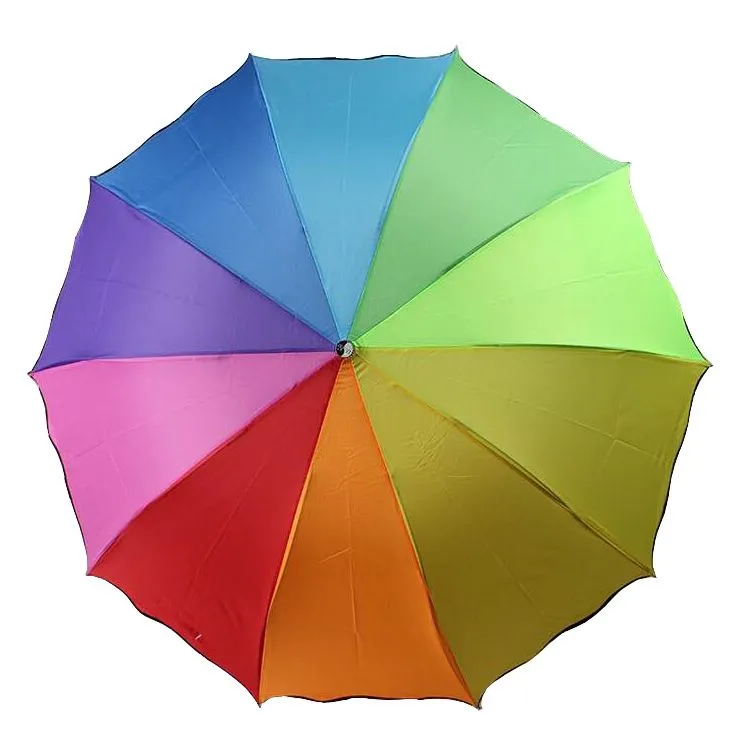 Portable Rainbow Foldable Umbrella Women Men Non-automatic Creative Folding Adults Children Hanging Sunny And Rainy Advertising Umbrellas Gift