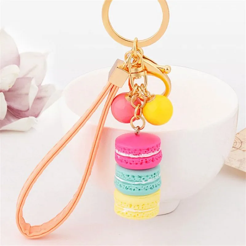 Resin Key Chain Rings Macaron Beads Pendant Keychain Holder Trinkets Jewelry Keyring Accessories for Car Candy Color Fashion Women Bag