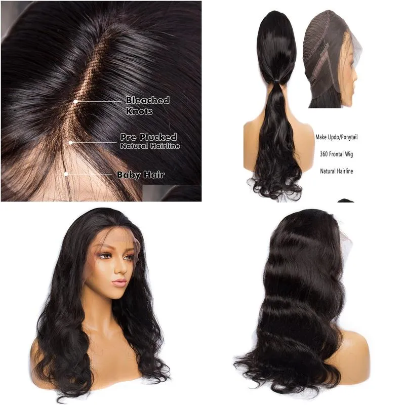 360 Lace Frontal Wig Pre Plucked With Baby Hair 150 Density Remy Brazilian Body Wave Human Hair Wig For Black Women8972224