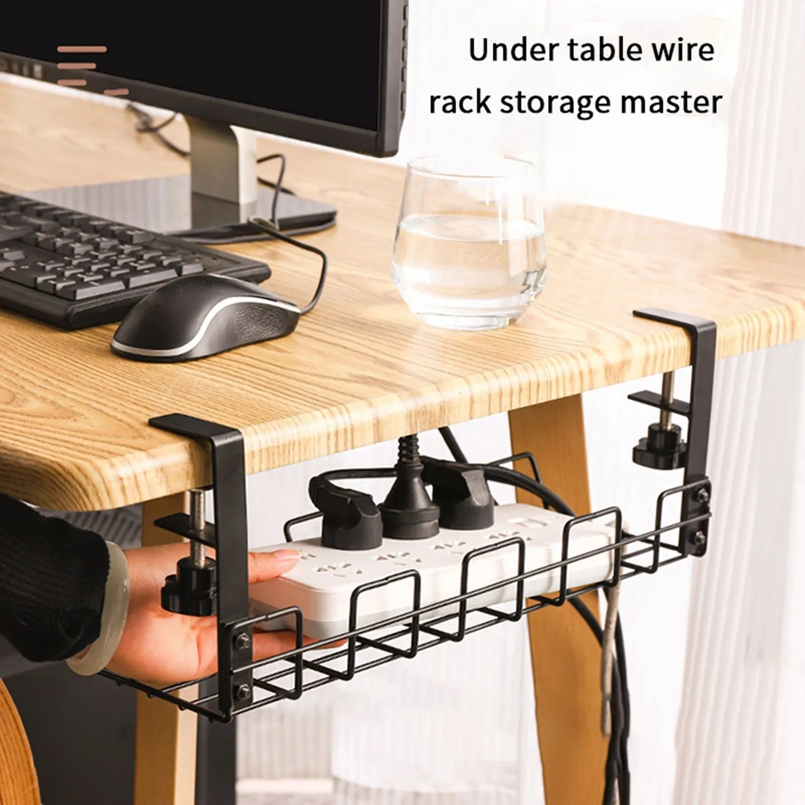 Racks Under Desk Wire Storage Rack Under Desk Cord Organizer Carbon Steel Wire Cable Tray Organizer for Desks Kitchen Computer Cables