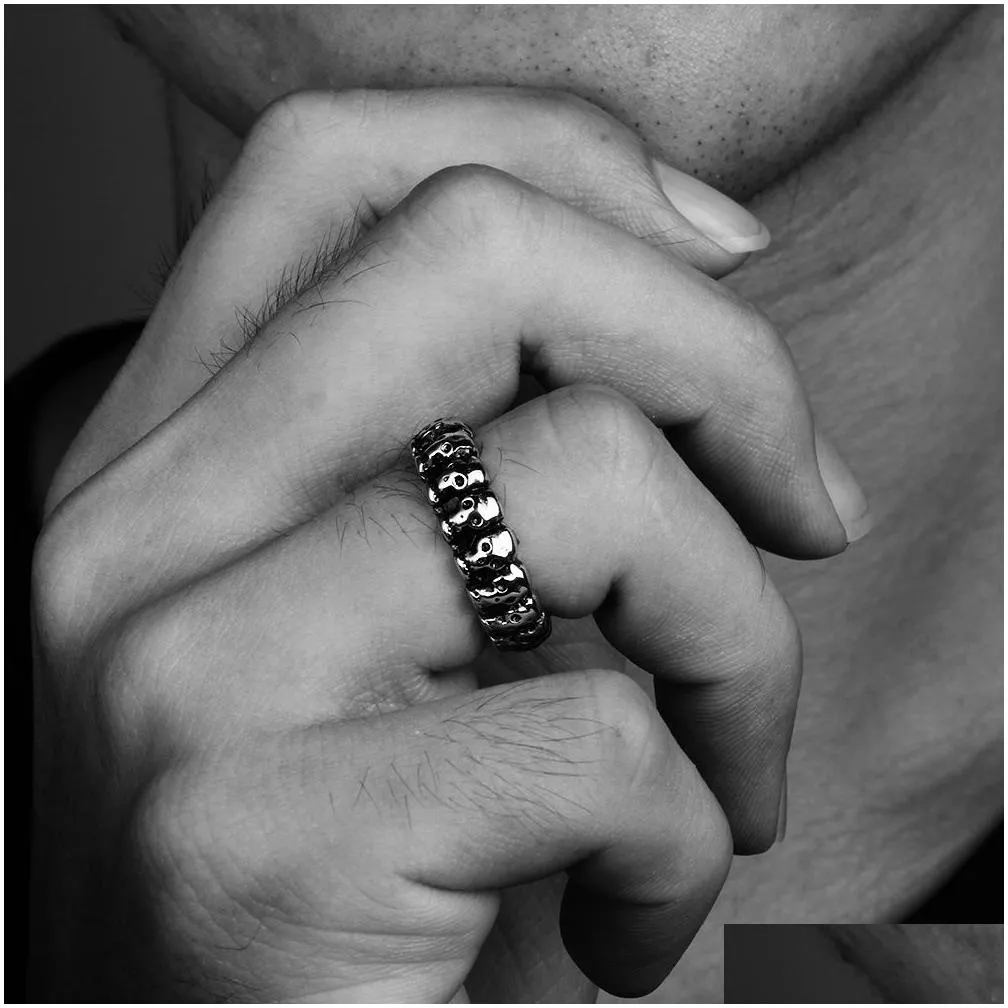 Band Rings Factory Pirce Men Womens Ancient 925 Sier Skl Ring European American Fashion Punk Style Jewelry Size 7 8 9 Drop Delivery Dhw9P