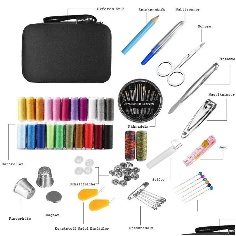 Sewing Notions & Tools Kit With 94 Accessories 24 Spools Of Thread -24 Color Kits For Beginners Traveler Emergency Whole Fami Drop De Dh7Wq