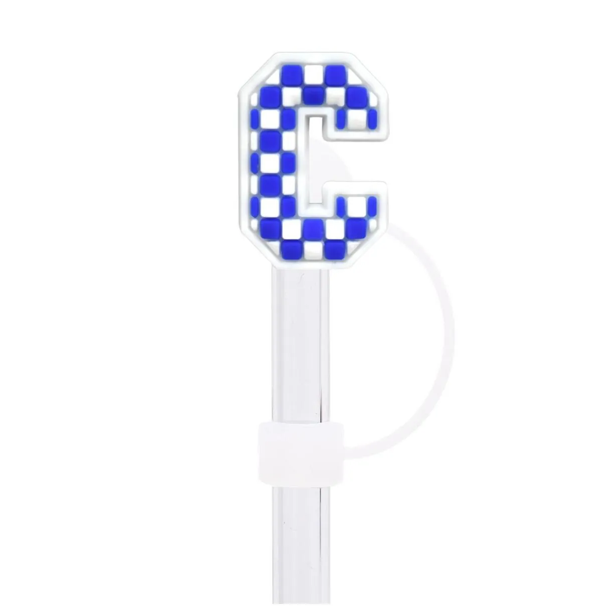 blue number english letter silicone straw cap 10mm straw cap universal decoration dustproof straw cap