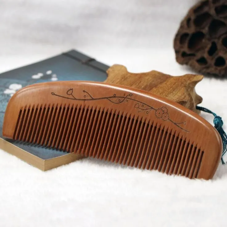 Newest Natural Peach Wood Comb Close Teeth Anti-static Head Massage Hair Care Wooden Tools Beauty Accessories