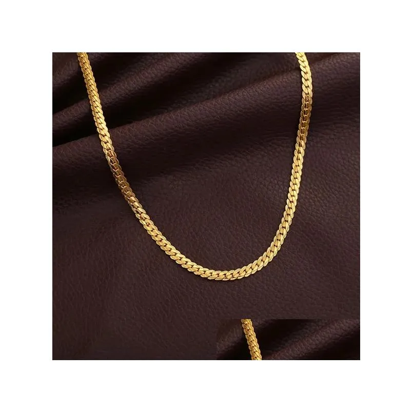 Chains 5Mm Side Chain Sier Necklace Fashion Luxury Jewerly 18K Yellow Gold Cuban For Women And Men 20Inch Drop Delivery Jewelry Neckla Dhzay