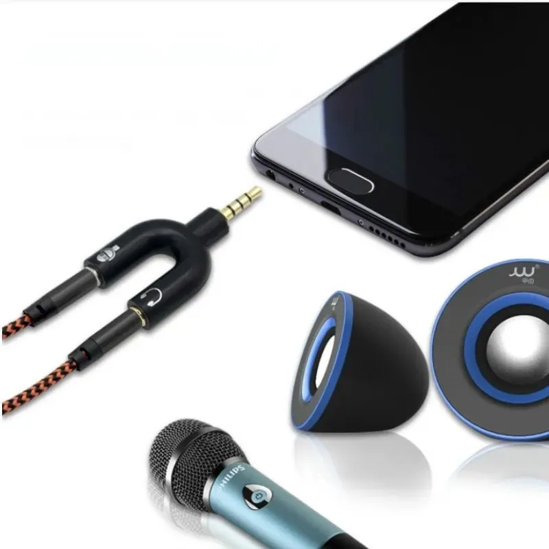 3.5mm Audio Signal Converter One Divided into Two U-Shaped Plug Microphone Karaoke Converter Mobile Phone Headphones Splitter