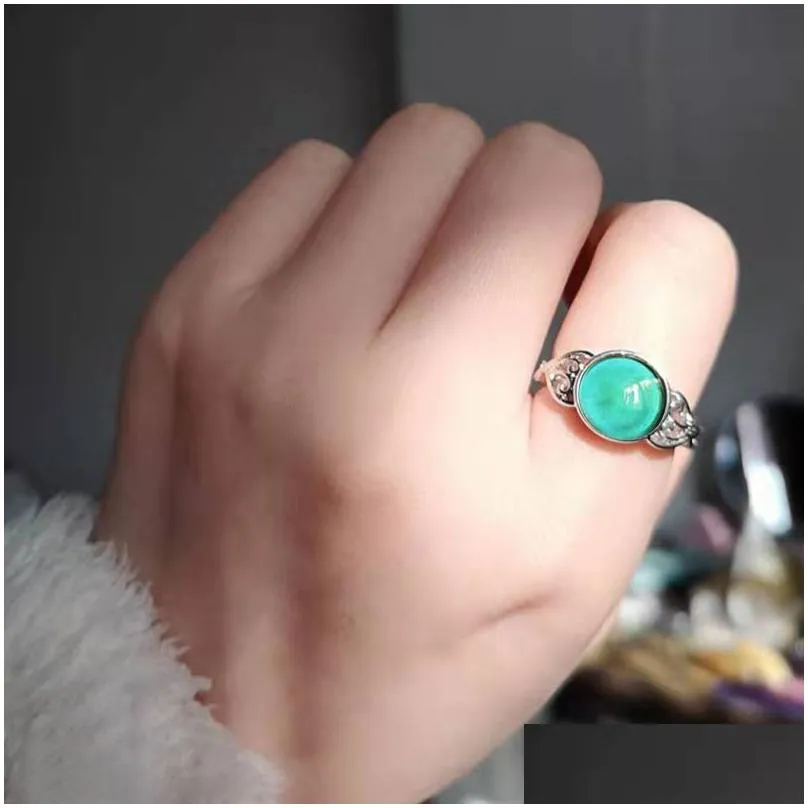 Band Rings Selling 925 Sier Mix Size Mood Ring Changes Color To Your Temperature Reveal Inner Emotion Finger Jewelry Bk Drop Delivery Dhjt7