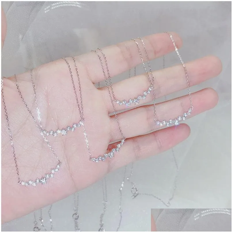 Pendant Necklaces Bridesmaid Jewelry Gifts Dainty Zirconia Diamond Snow Necklace 14K Gold Plated 925 Sier Drop Delivery Pendants Dhbus