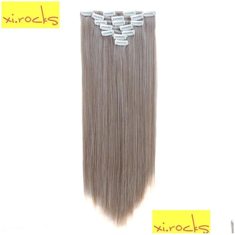 qjz13055 1p Xi.rocks Clip Hair Extensions Synthetic Extension Colors Straight Clips ins Heat Resistant Hair 2102171788778