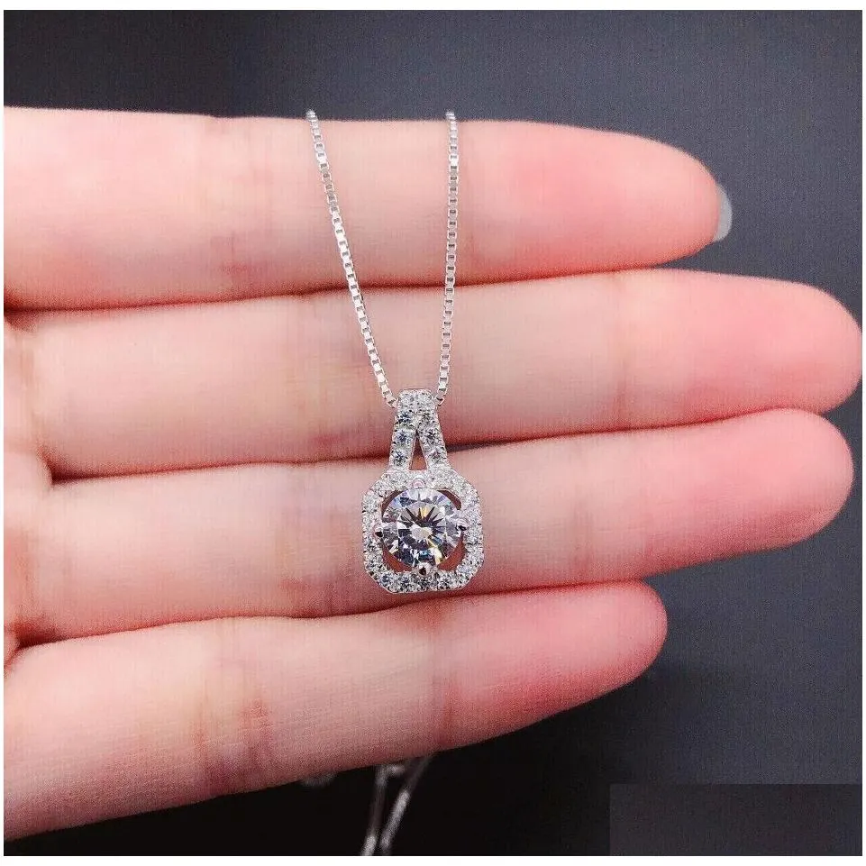 Pendant Necklaces Isang 925 Sterling Sier Necklace American European High Quality Cubic Zirconia Diamond Girls Jewelry Wholesale Drop Dhaot