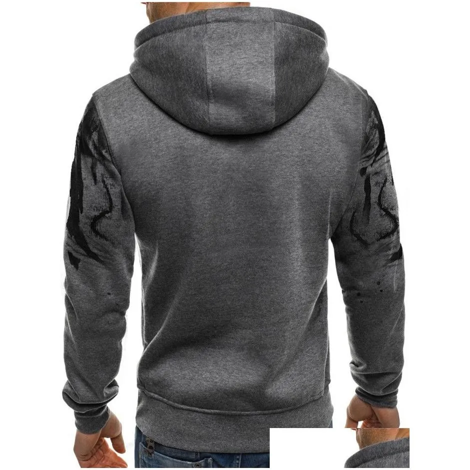 Men`S Hoodies & Sweatshirts 4 Colors Splash Ink Printed Mens Male Casual Loose Hooded Plover Asian Size Drop Delivery Apparel Clothin Dhq0T