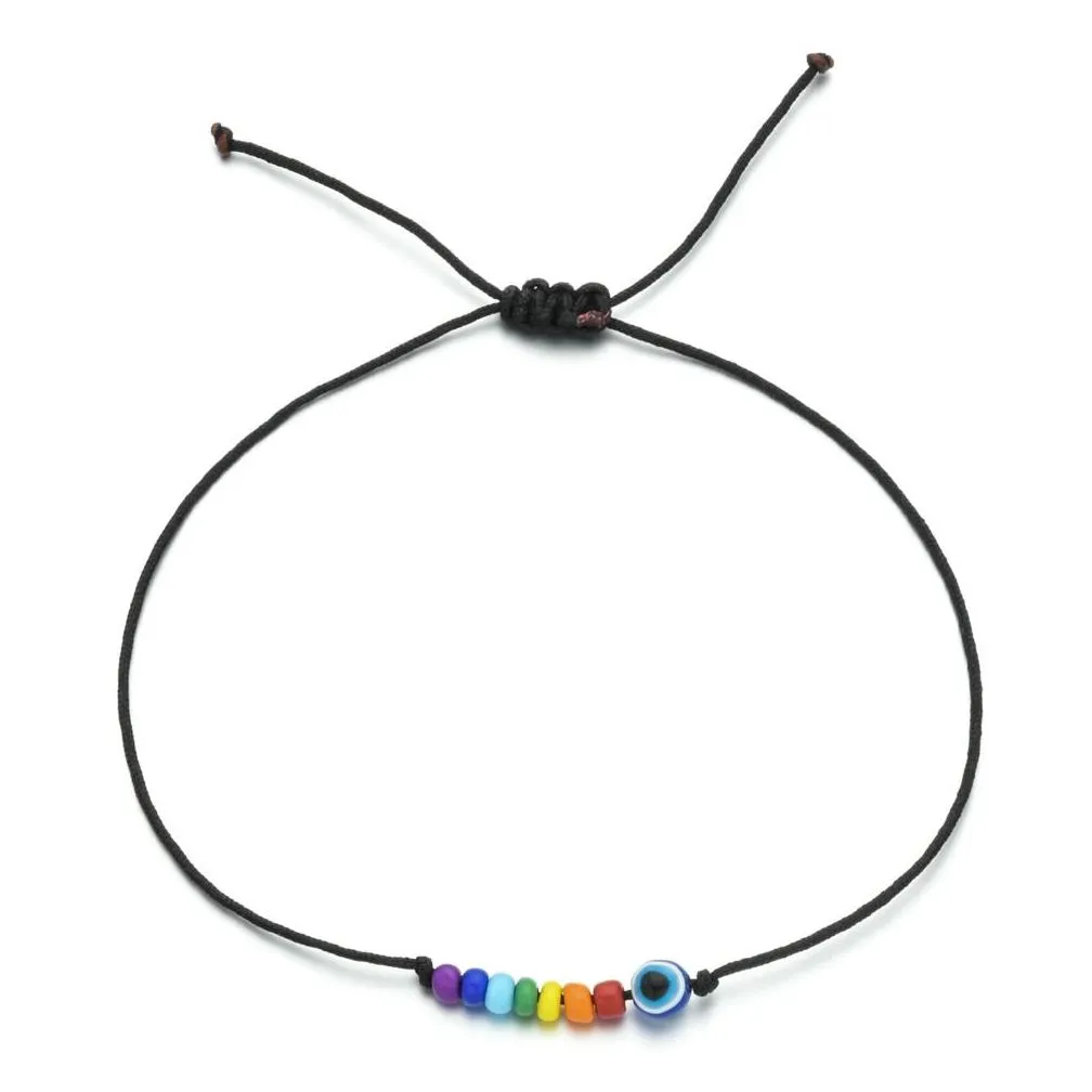 Identification 2021 Fashion Weaven Adjustable Bracelets Boho Black Cord Butterfy Heart Seashell Evil Eye Charms Stackable Bracelet Ko Dhneo