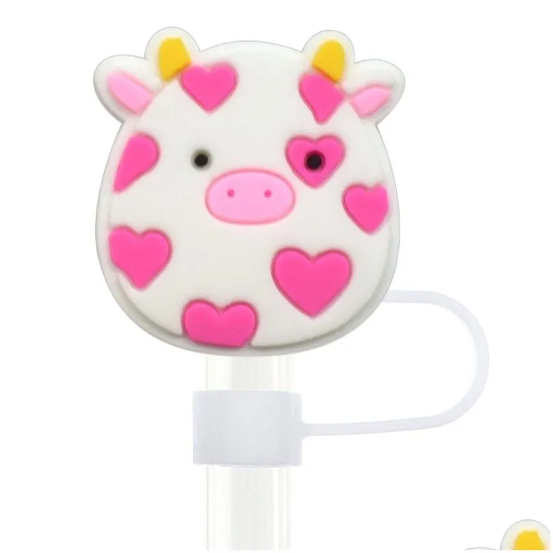 cartoon piggy doll straw cap straw cap straw cover 10mm net red straw accessories creative straw buckle for boys girls