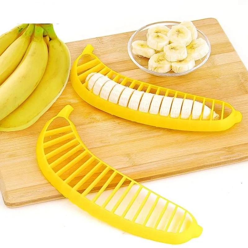 Plastic Banana Slicer Fruit Vegetables Cutter Salad Maker Practical Chopper Cooking Tools Fruit Knife Kitchen Gadget Creative