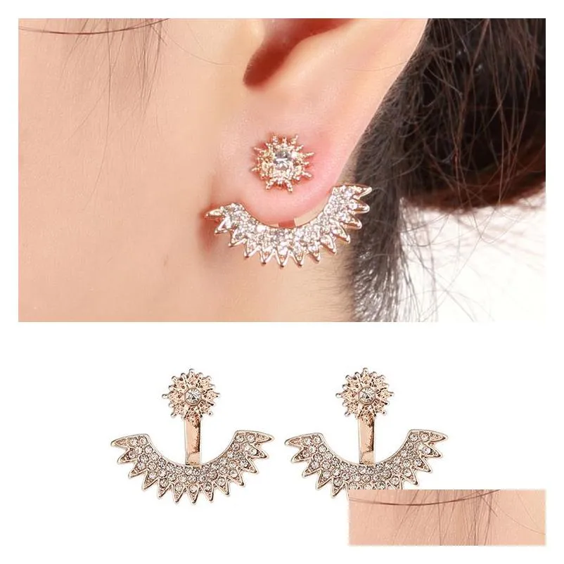 Stud Luxury Designer Jewelry Women Earrings Diamond Paved Ear Jacket Earring Accessories For Girl Drop Delivery Dhkan