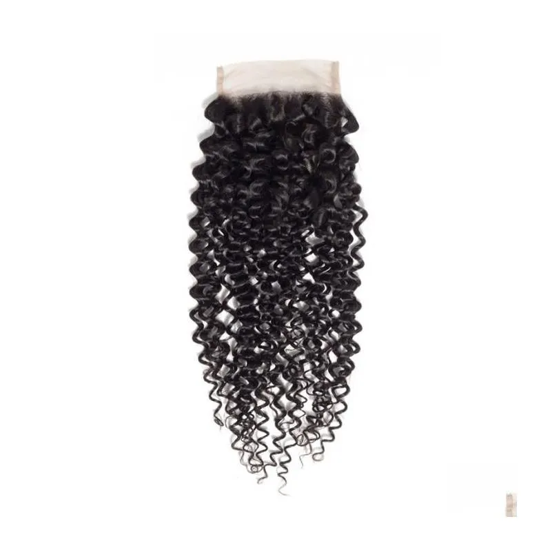Brazilian Virgin Human Hair Weave Closures Body Wave Loose Wave Deep Wave Straight Kinky Straight Natural Black 4x4 Lace