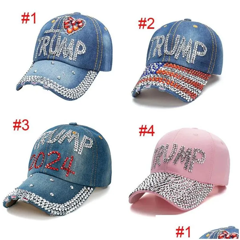 Ball Caps 2024 Usa President Election Party Hat For Donald Trump Biden Keep America Great Baseball Cap Rhinestone Snapback Hats Men Dr Dhqt5
