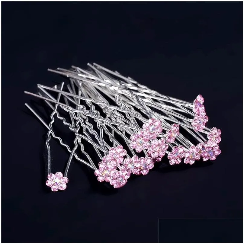 40pcsLot Women Rhinestone U Shape Hairpins For Bridal Wedding Accessories Flower Crystal Hair Pins Clip Bridesmaid Jewelry8856915