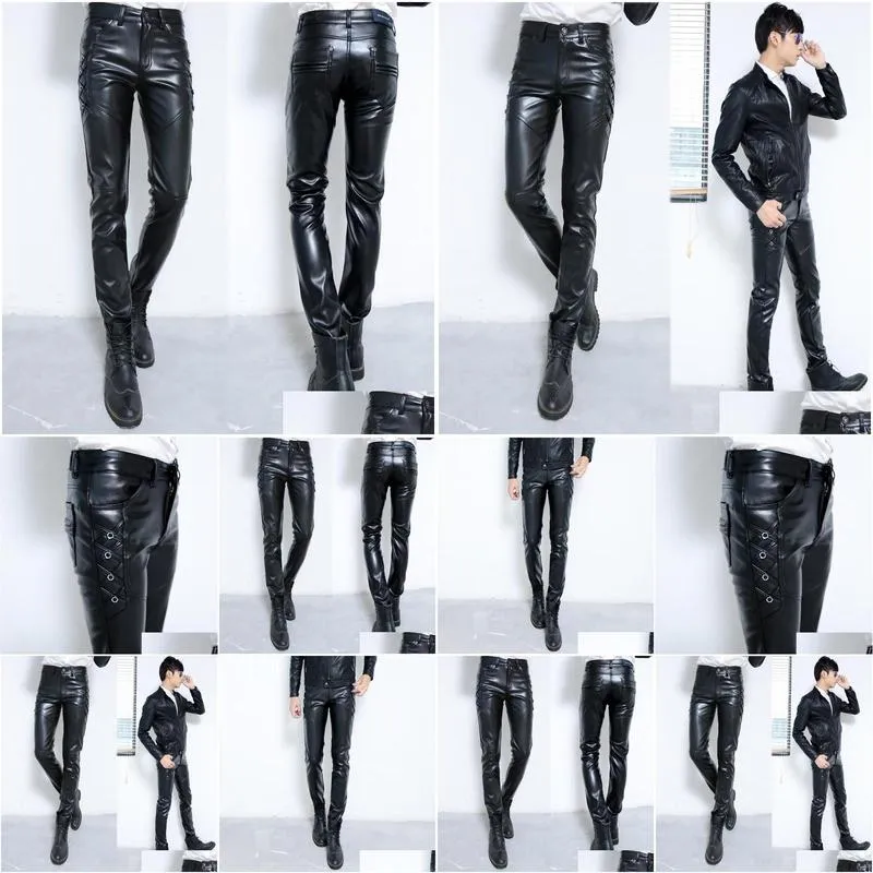 Men`S Pants 2021 Young Men With Thick Leather Ctivate Ones Morality Foot Trousers Fashion Pu Drop Delivery Apparel Clothing Dhkzb