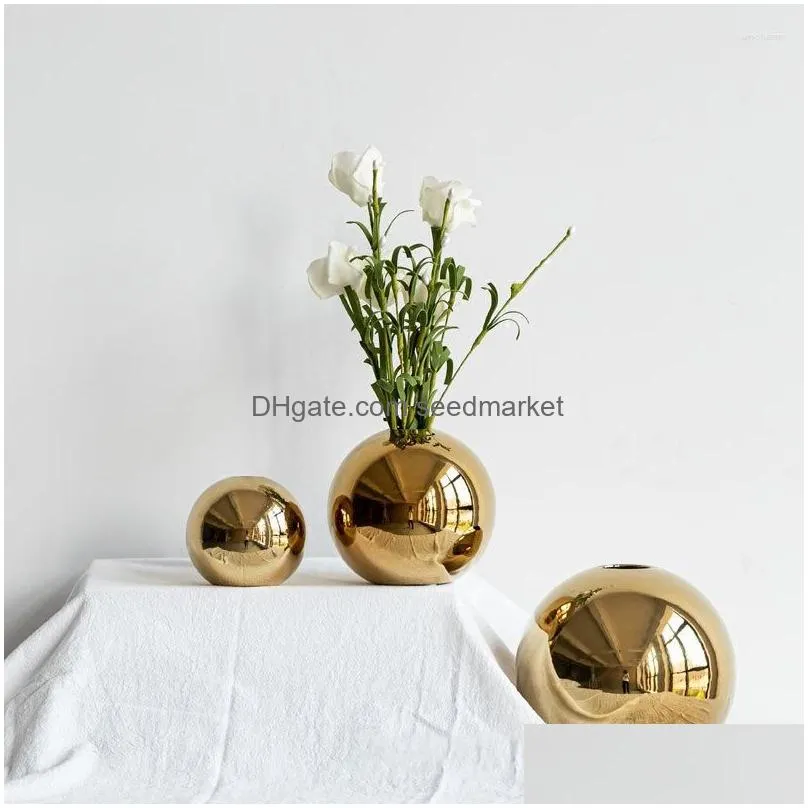 vases golden electroplated ceramic ball flower vase for interior modern decorative home living room