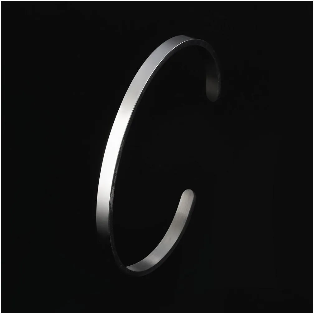 Cuff 2021 Trendy 4Mm 304 Stainless Steel Bracelet Bracelets Fashion Personalized Bangle Plain Titanium Gifts For Drop Delivery Jewelr Dhjit