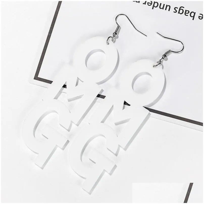 Stud Creative Geometric Letters Charms Acrylic Acetic Acid Sheet Ear Vintage Omg Statement Long Drop Earrings For Delivery Jewelry Dhjom