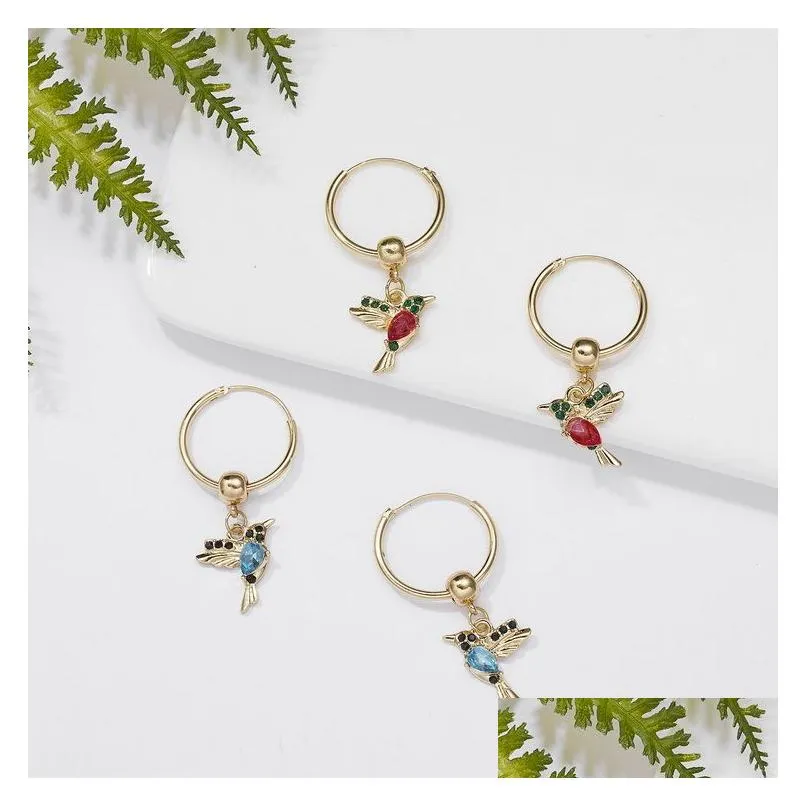 Dangle & Chandelier 2021 Fashion Little Bird Drop Long Hanging Earrings For Women Elegant Girl Animal Hoop Earring Necklace Jewelry P Dhwa1