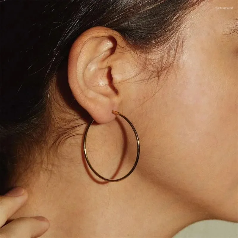 Hoop Earrings 20mm-70mm Big For Women Stainless Steel Large Ear Rings Huggie Circle Fashion Jewelry