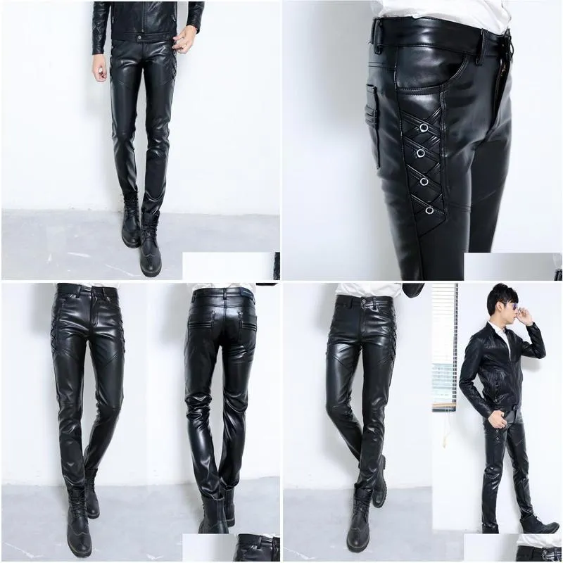 Men`S Pants 2021 Young Men With Thick Leather Ctivate Ones Morality Foot Trousers Fashion Pu Drop Delivery Apparel Clothing Dhkzb
