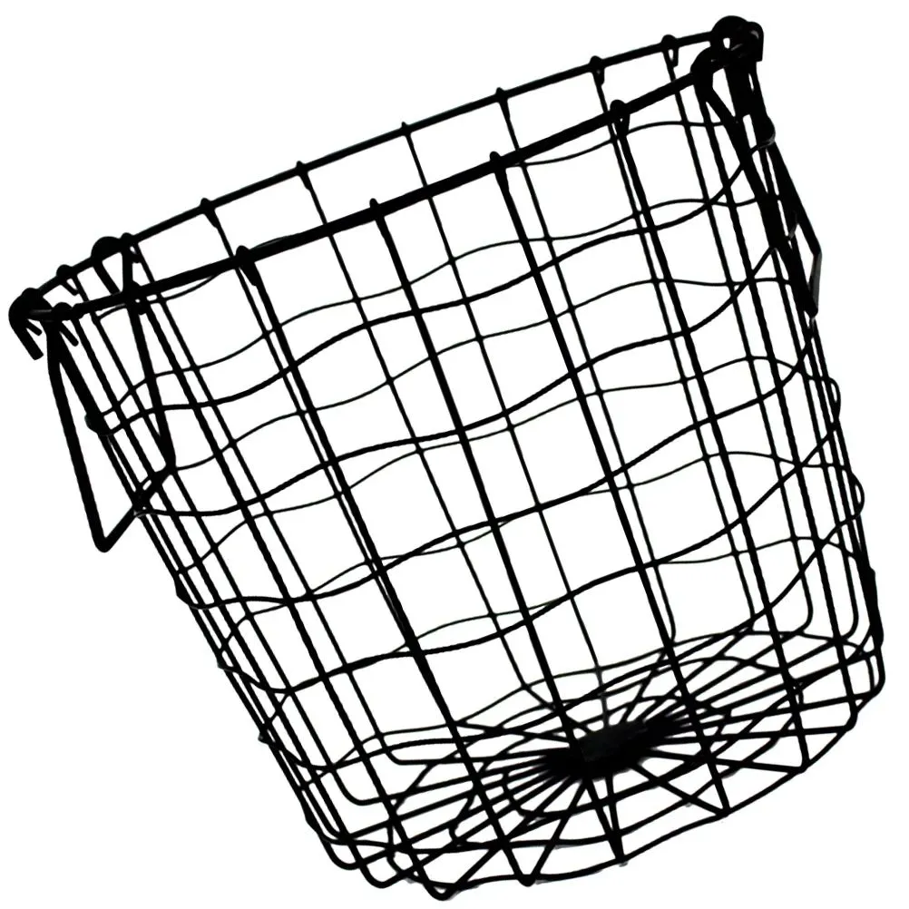 Baskets Wire Basket Handheld Clothing Sundries Organizer Round Storage Blanket Metal Dirty Bedroom Black Hamper