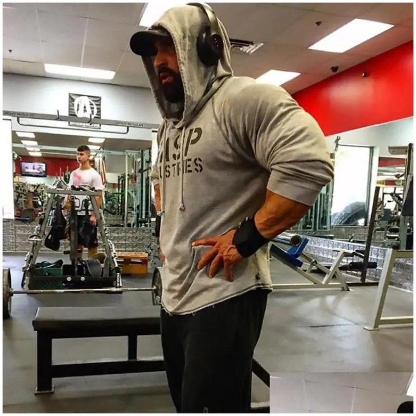 Men`S Hoodies & Sweatshirts Mens Running Long Sleeve Slim Fitness Tops Elastic Stretch Gym Bodybuilding Training Cotton Sweatshirt Sp Dhjxu