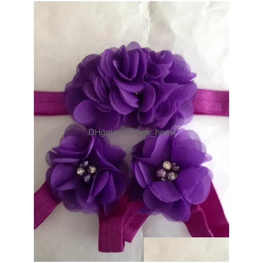 Hair Accessories Baby Headband Infant Pearl Flowers Band Girls Sandals And Shoes Sets Children Drop Delivery Kids Maternity Dh1Yo