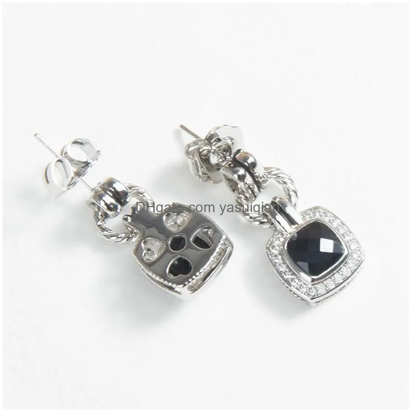 Dangle & Chandelier Earring Faux Black Onyx Earrings With Zircon Fashion Design Womens Wedding Jewelry Drop Delivery Dhh2P